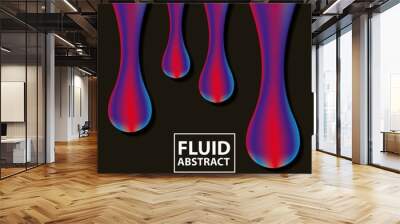 abstract covers fluids dark background mixing colors neon drops melted vector illustration Wall mural