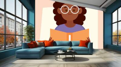 afro girl reading book Wall mural