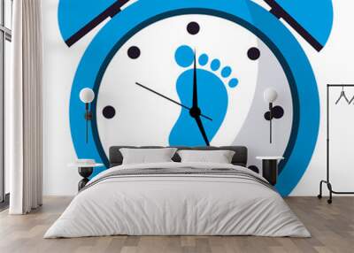 alarm clock with footprint vector illustration design Wall mural