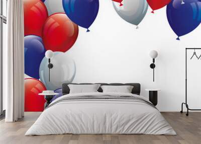 balloons helium white with red and blue Wall mural