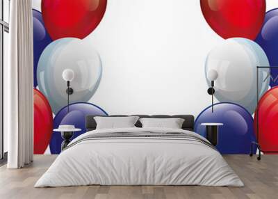 balloons helium white with red and blue Wall mural