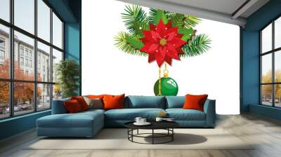 balls christmas hanging with flower decoration vector illustration design Wall mural