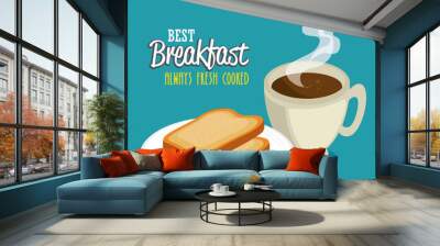 breakfast concept with food and drinks vector illustration graphic design Wall mural