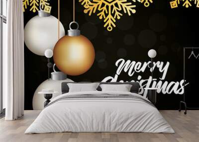 bright merry christmas card vector illustration design Wall mural