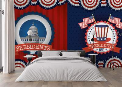 bundle of presidents day two emblems Wall mural