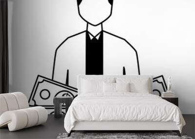 businessman with money banknote and coins Wall mural