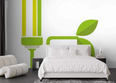 colorful moder light bulb connected to plant vector illustration Wall mural