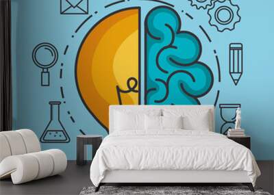 creative brain idea lightbulb innovation vector illustration Wall mural