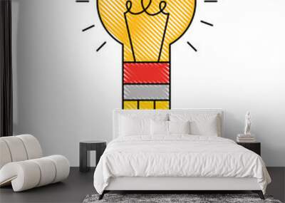 creativity bulb in pencil tool idea Wall mural