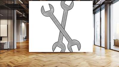 crossed wrench tools equipment repair Wall mural