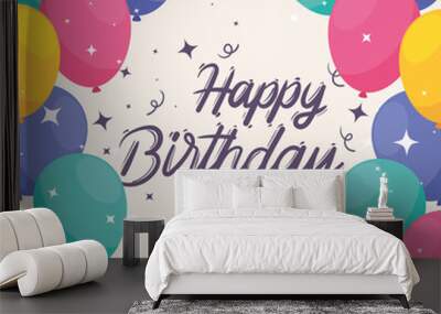 cute happy birthday card Wall mural