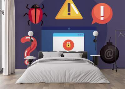 cyber fraud with desktop Wall mural