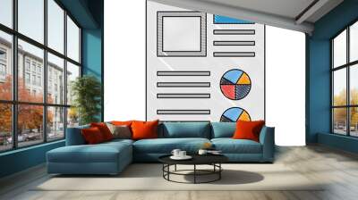 document file with statistics pie graphic icon Wall mural