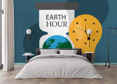 earth hour cartoon Wall mural