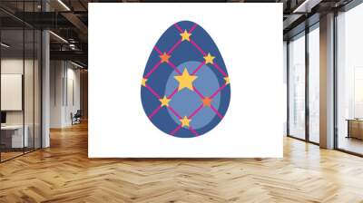 easter egg painted with stars flat style Wall mural