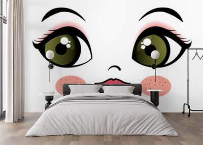 emoticon female kawaii style icon vector illustration design Wall mural