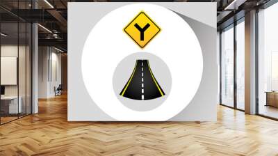 fork road sign concept graphic vector illustration eps 10 Wall mural