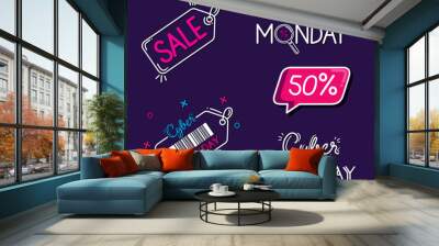 four cyber monday letterings Wall mural