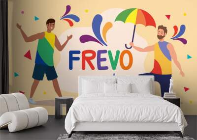 frevo celebration lettering with male dancers Wall mural