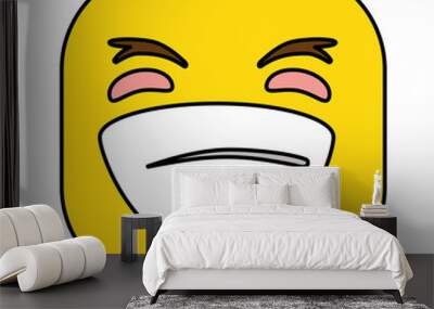 funny square emoticon smiling isolated icon vector illustration design Wall mural