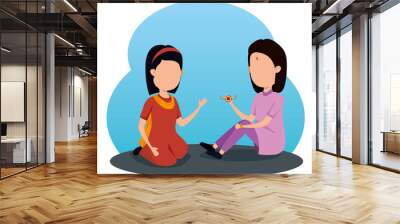 girl and boy siblings hindu tradition Wall mural