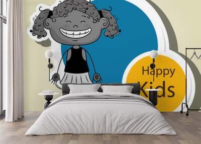 girl kids happy icon vector illustration graphic Wall mural