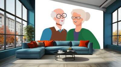 Grandmother and grandfather avatar design, Old woman man female male person mother father and grandparents theme Vector illustration Wall mural