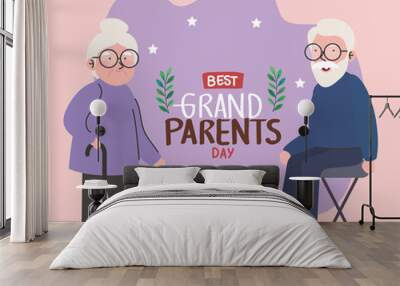 grandparents day lettering card Wall mural