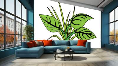 green leaves grass natural plant image vector illustration Wall mural