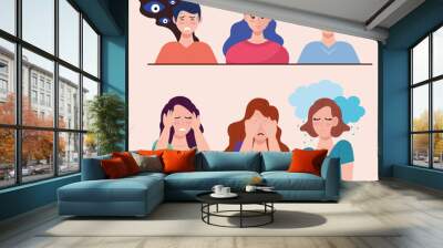 group of six persons with bipolar disorder characters vector illustration design Wall mural