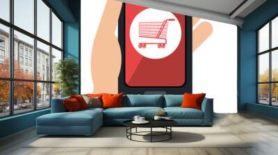 hand hold smartphone cyber monday shop vector ilustration eps 10 Wall mural