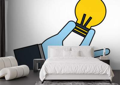 hand holding light bulb Wall mural