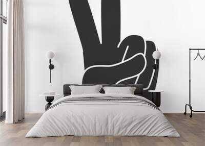 hand peace symbol sign , isolated flat icon design Wall mural