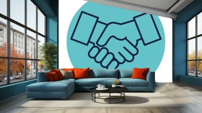 hands shake in frame circular isolated icon vector illustration design Wall mural