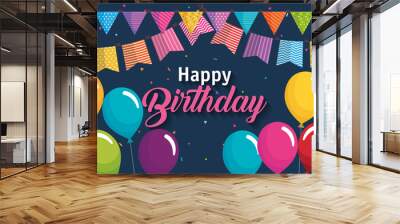 happy birthday balloons air celebration card vector illustration design Wall mural