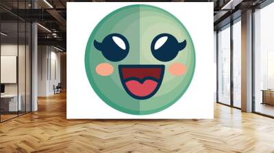 happy cartoon face icon over white background. colorful design. vector illustration Wall mural