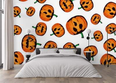 happy halloween pumpkins pattern Wall mural