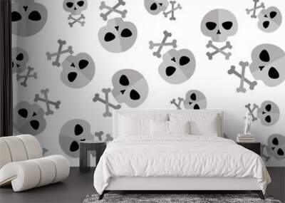 happy halloween skull with bones pattern Wall mural