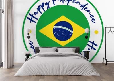 happy independence day brazil card with flag seal flat style Wall mural