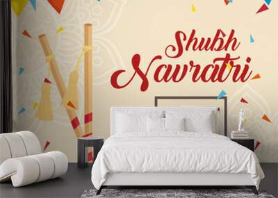 happy navratri celebration poster, night festival, with decoration vector illustration design Wall mural