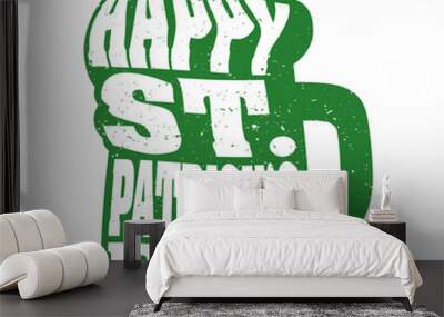 happy saint patricks day lettering in beer jar silhouette Wall mural