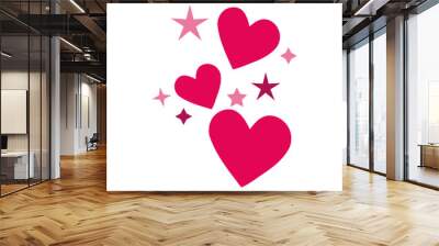 happy valentines day hearts with stars Wall mural