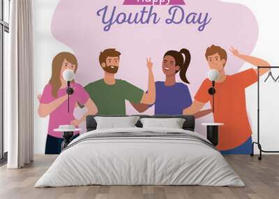 happy youth day, teen people group, together for celebration youth day Wall mural