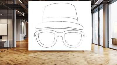 hat and glasses icon vector illustration graphic design Wall mural