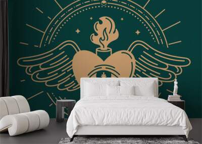 heart flying alchemy sketch Wall mural