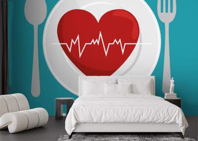 heart pulse nutrition healthy vector illustration eps 10 Wall mural