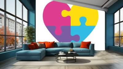 heart with puzzle game piece vector illustration design Wall mural