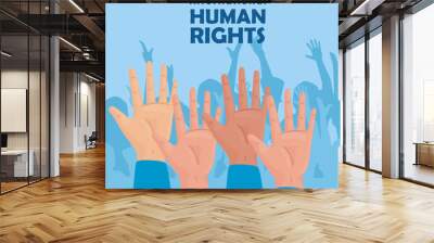 international human rights lettering poster with hands up vector illustration design Wall mural