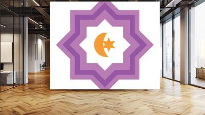 islamic star purple with moon Wall mural