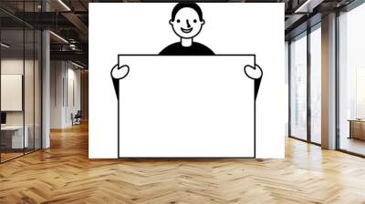 man portrait with blank banner Wall mural